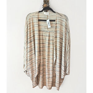 Fantastic Fawn Striped Cocoon Cardigan Large Boho Open Front